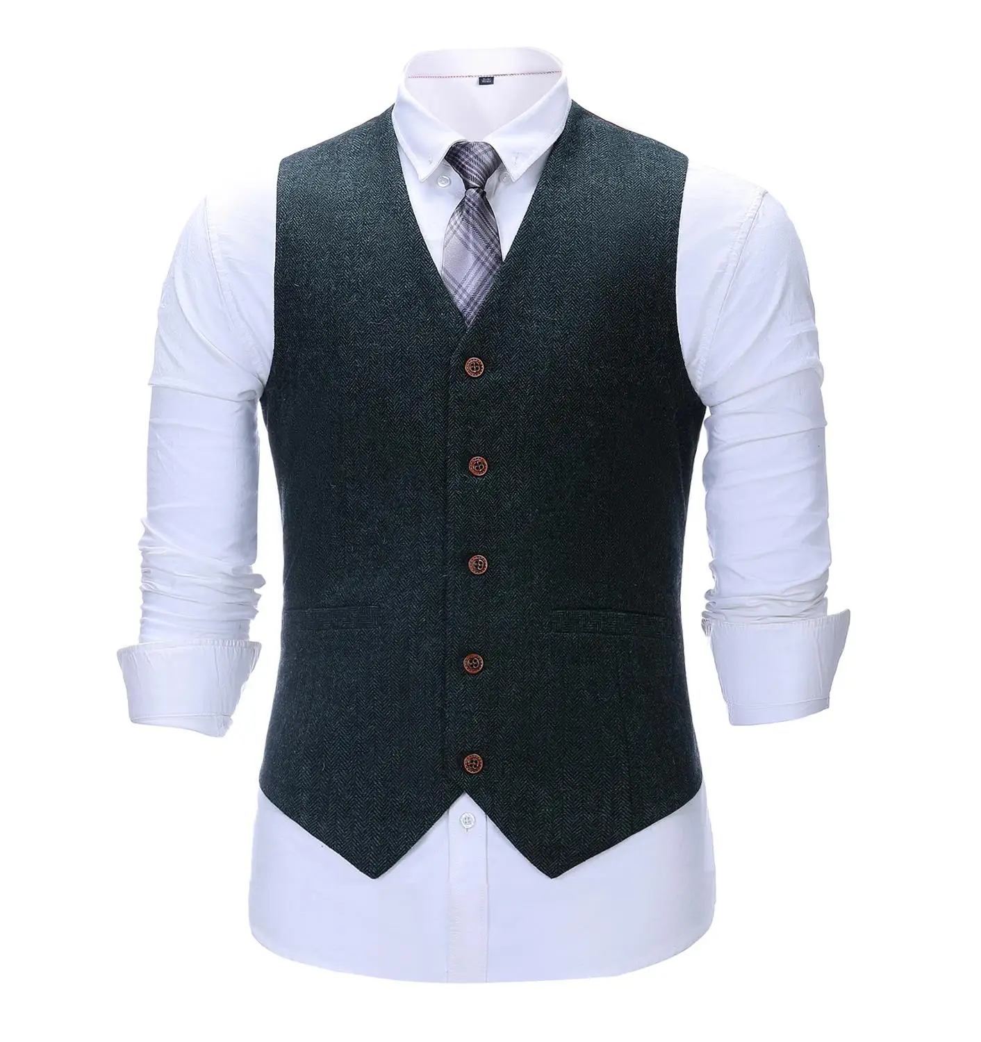 Abito da lavoro da uomo in lana Slim Fit verde pied de poule Navy smoking Blazer + gilet + pantaloni 3 pezzi per la festa di nozze banchetto Prom