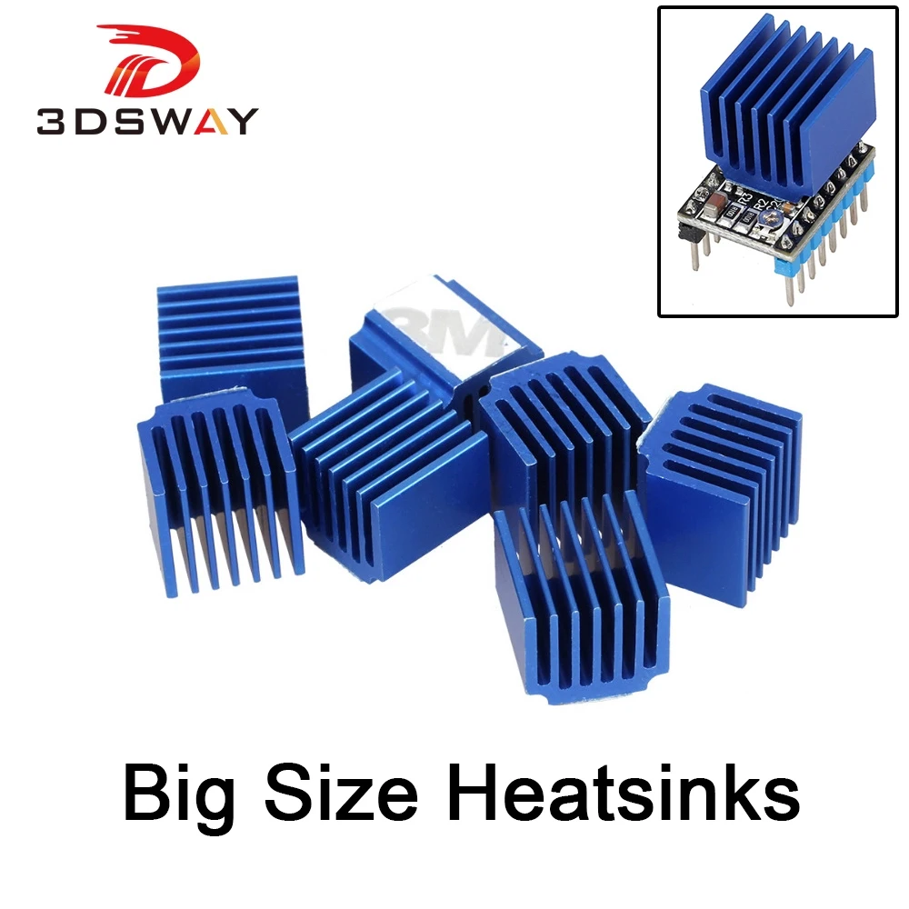 3DSWAY 3D części drukarki 4 sztuk/partia sterownik silnika krokowego radiatory blok chłodzenia radiator dla TMC2100 LV8729 DRV8825 modułów napędów,