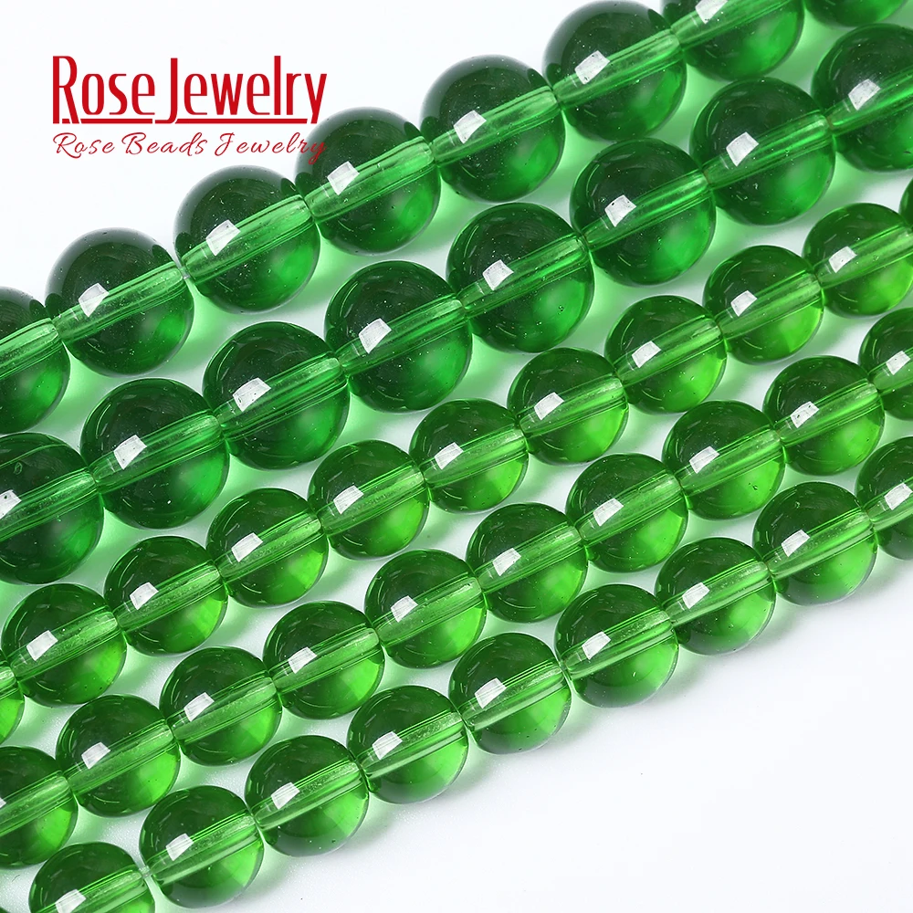 Wholesale Smooth Clear Green Glass Round Spacer Beads for Jewelry Making 4 6 8 10 mm Loose Beads Diy Bracelet 15\