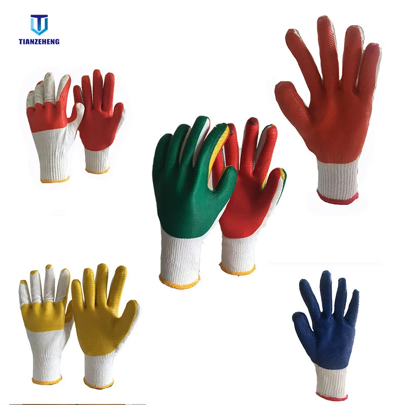 Labor Gloves Polyester-Cotton Roving Protective Gloves With Strong Grip Slip Resistance And Wear Resistance Hand Covers Supplies