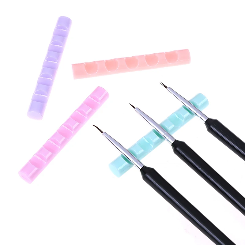 1Pc Nail Tool Rack Nail Brush Stand Clear Acrylic Holder Display Stand Rest For 5 Nail Art Pens Brushes J0012