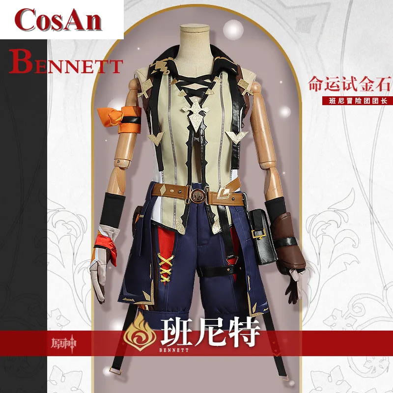 New Game Genshin Impact Bennett Cosplay Costume Fashion Battle Uniforms Activity Party Role Play Clothing High-End Custom-Make