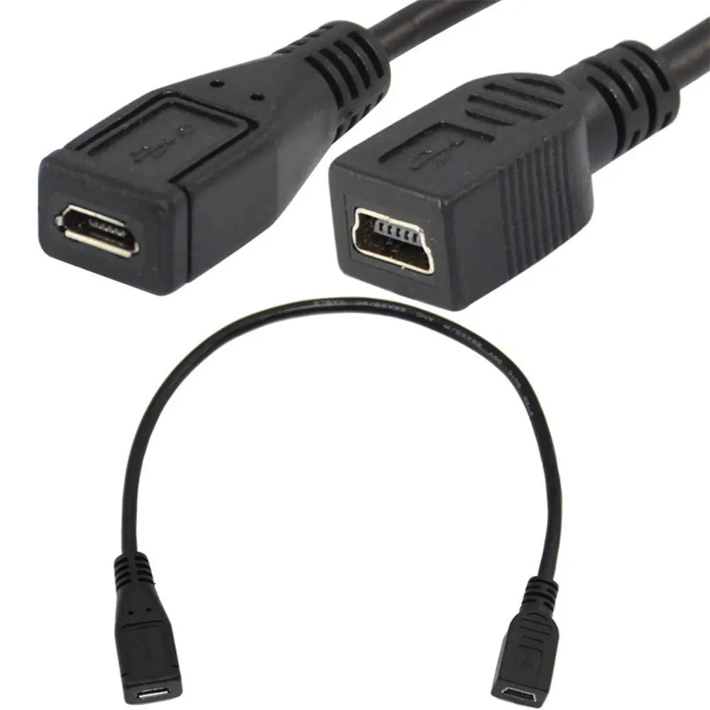 25cm USB 2.0 Mini 5 Pin A Female To Micro 5p Female Socket Short Adapter Cable