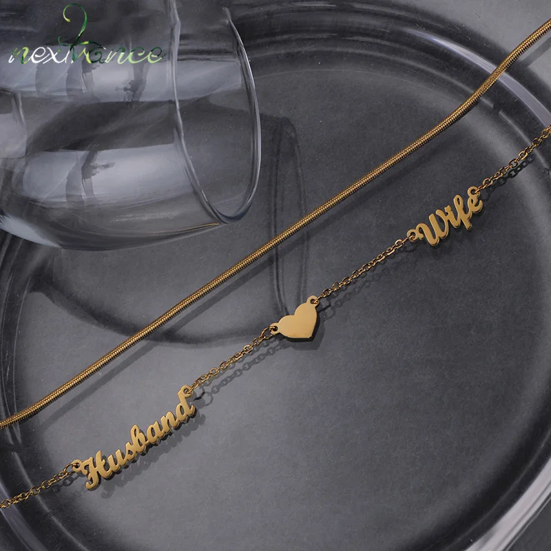 

Nextvance Custom Stainless Steel Necklace Personalized Doule Layer Two Name Heart Pendant For Woman Lover Birthday Jewelry Gift