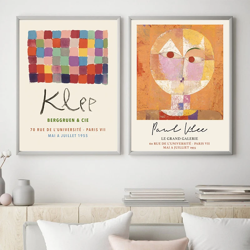 Paul Klee Art Prints Berggruen & Cie Vintage Exhibition Poster Paul Klee Senecio Abstract Face Canvas Painting Wall Art Decor