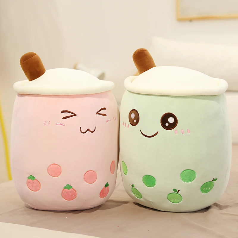 Kawai Real-Life Bubble Tea Plush Toy Stuffed Food Milk Tea Soft Doll Boba Fruit Tea Cup Pillow Cushion Kids Toys Birthday Gifts