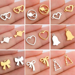 5 sztuk/partia ze stali nierdzewnej DIY Charms dla tworzenia biżuterii serce Bowknot Valentine drzewo dzwon wisiorki dla naszyjnik bransoletka kolczyk