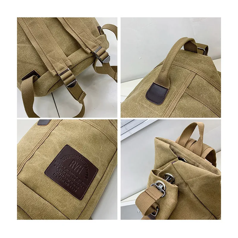 Large Capacity Travel Backpacks Male Mountaineering Canvas Bucket Shoulder Bag Man Travel Duffle Bags Men Rucksack Outdoor X156C