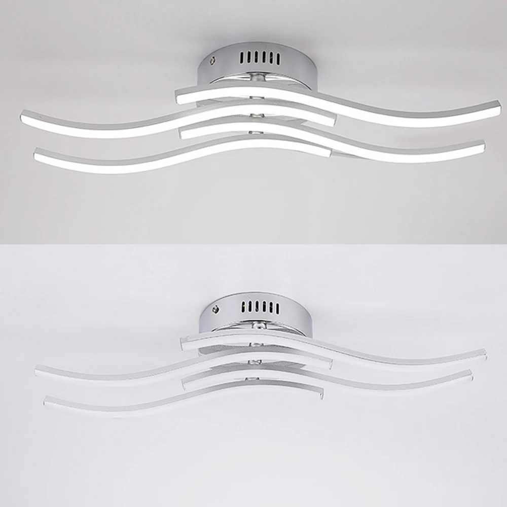 AC85-265V Modern Ceiling Lamp 12W 18W 24W Wave Parallel Aluminium Ceiling Light for Bar Restaurant Dedroom Living Room Decor