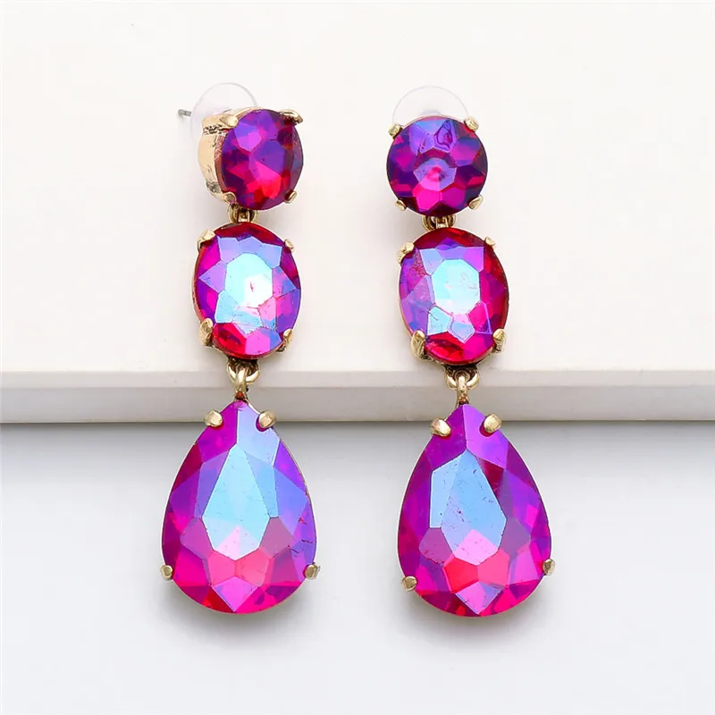 Fashion Multicolor Dangle Earrings For Women Simple Charm Colorful Rhinestone Earring Crystal Jewelry brincos