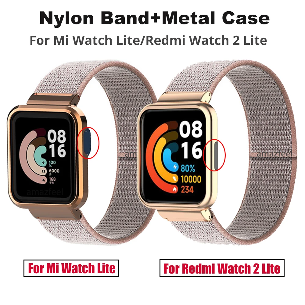 Nylon Strap For Xiaomi Mi Watch Lite Smart watch Bracelet Redmi Watch 2 Metal Case Protector Xiaomi Mi Watch Lite bumper frame