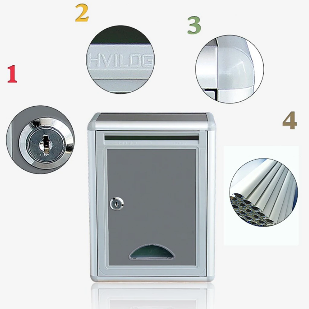 Aluminium Alloy Mailbox Postbox Wall Mount Letterbox Outdoor Parcel Boxes