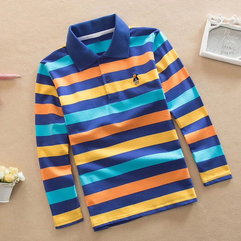 Spring and autumn boys long-sleeved T-shirt Korean T-shirt lapel polo shirt 100-170cm