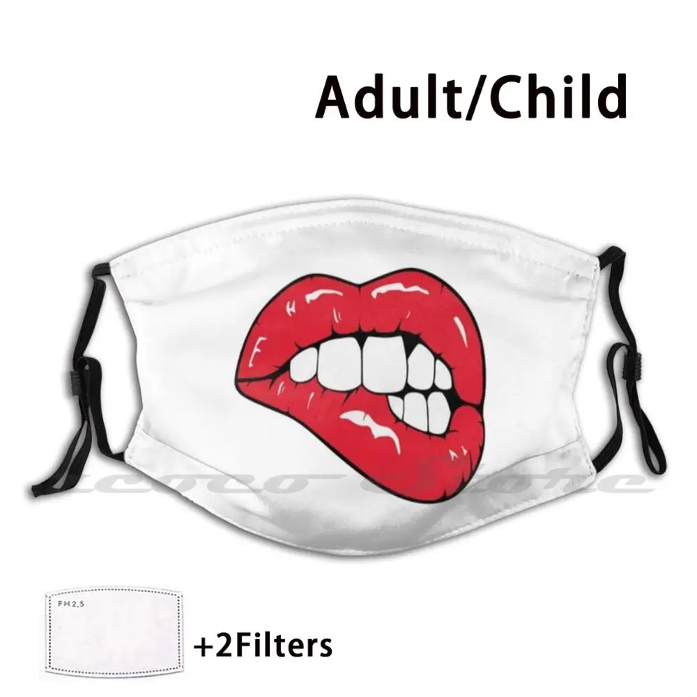 Red Lipps-Funny Washable Trending maschera filtrante Pm2.5 personalizzata labbra rosse Kiss labbra rosse Lipps rosse Blue Cute Fish Lipp