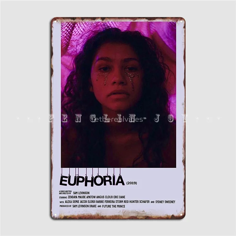 Euphorias Zendaya Metal Plaque Poster Wall Decor Cinema Design Pub Tin Sign Poster