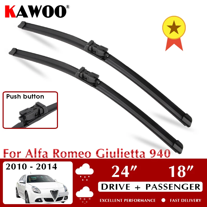 

KAWOO Car Windscreen Wiper Blade for Alfa Romeo Giulietta 940 24" 18" 2010 2011 2012 2013 2014 Wipers Fit Push Button Type Arms