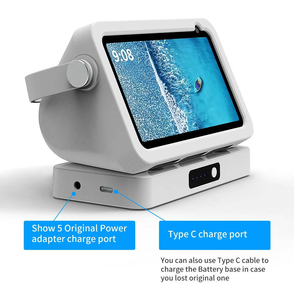 Batteria Liboer per Echo show 5 1st/2nd Alexa Smart Display Speaker caricabatterie portatile Echo show 5 base batteria