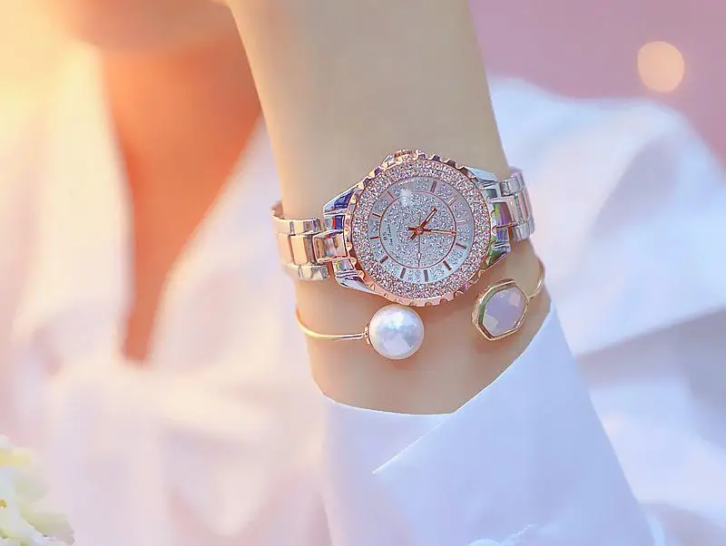 Top Brand Fashion Ladies Rhinestone Watch Women Quartz Watch Women\'s Wrist Watches Female Dress Clock Xfcs Relogio Feminino