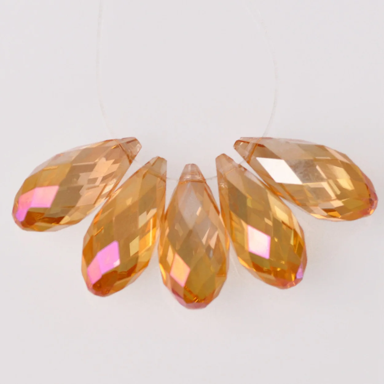 Pure Color & Plated Teardrop Faceted Crystal Glass 12X25mm Top Drilled Pendant Drops Loose Beads For Jewelry Making DIY