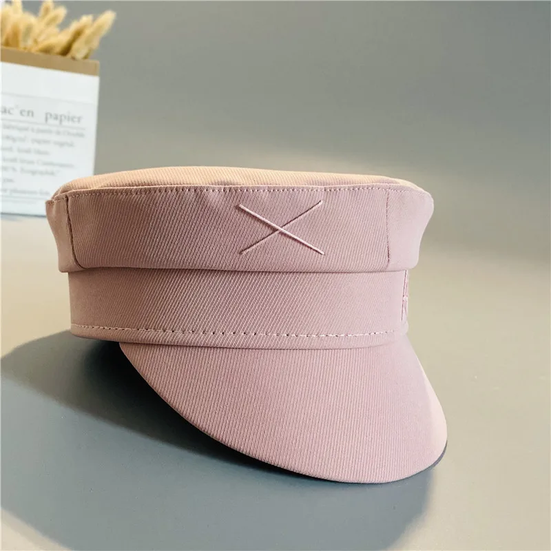 New Pink Letter Newsboy Caps Women Flat Militray Caps