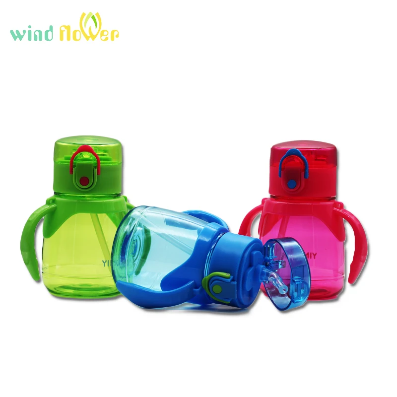 

Wind Flower 320ml Child Pipette With A Rope To Carry And Strap Handle Straw Prevent Leakage Plastic Water Bottle