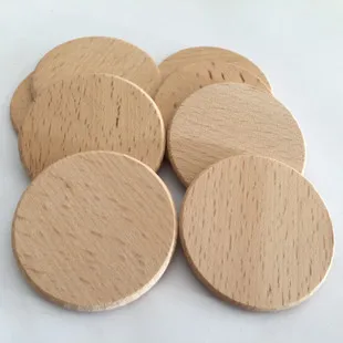 10pcs 38mm Round Wood Coins Blank Beech Wooden Discs Unfinished Round Wooden Tags for DIY Crafts Projects Christmas Decoration