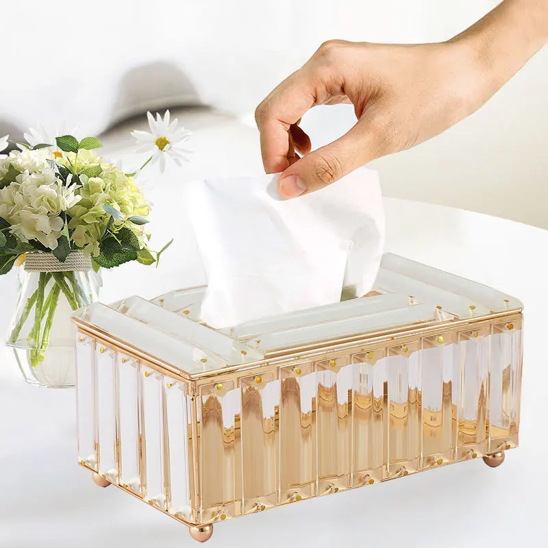 

Simple Crystal Tissue Box for Home, Living Room, Coffee Table Drawers, Desktop Napkin Storage Box, Creative Car