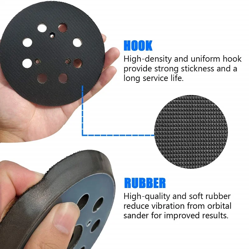 5 Inch Hook & Loop Sanding Pad 8 Holes Backing Plate for Porter Cable and Hitachi SV13YB/YA Random Orbital Sanders Woodworking