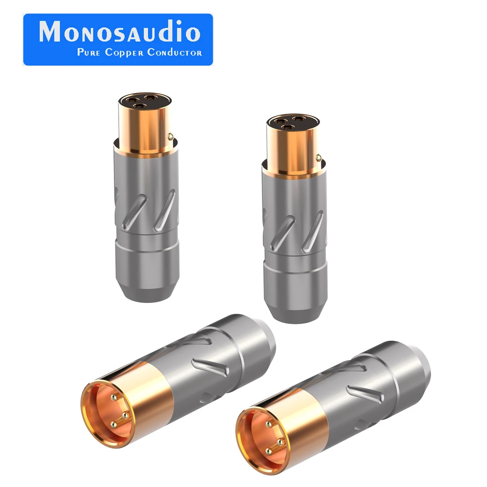 Monosaudio XM700GR/XF700GR Gold Plated Pure Copper 3Pin Female XLR Plug Balance Connector Jack Hifi Audio MIC DAC Cable Adapter