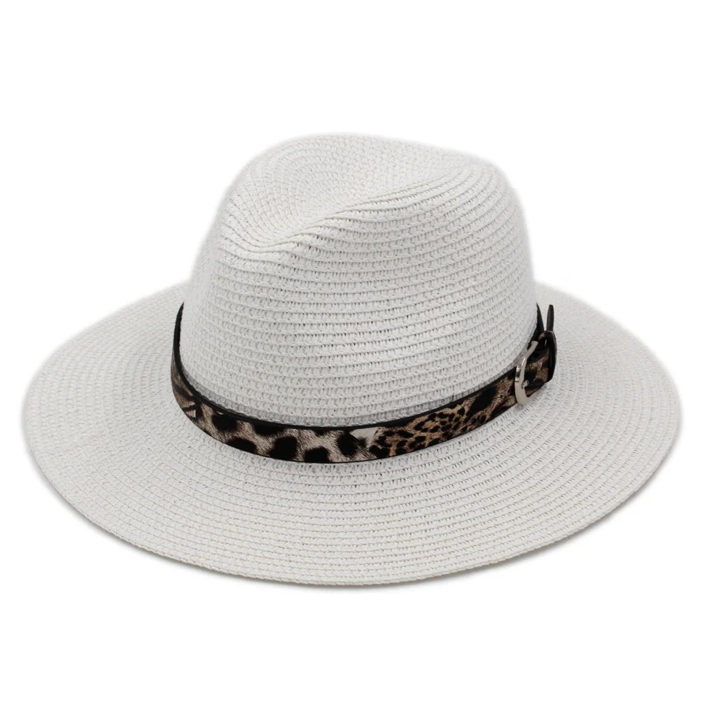 Mistdawn Unisex Plastic Straw Sunhat Panama Jazz Lover Top Hat Floppy Wide Brim Cap Spring Summer Outdoor Party Street Beach