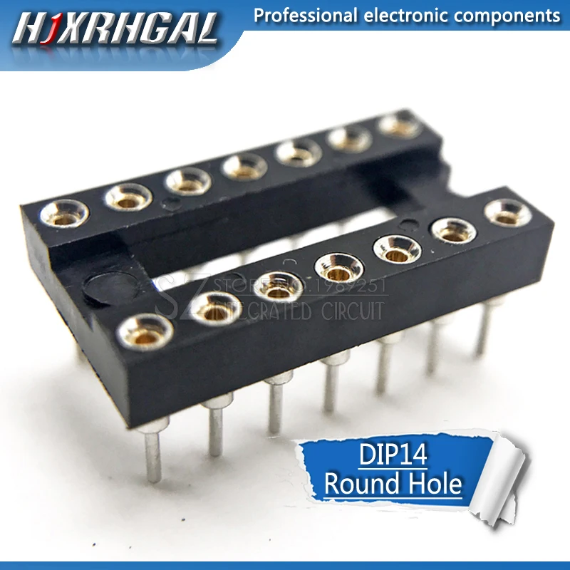 10PCS DIP-14 Round Hole 14 Pins 2.54MM DIP DIP14 IC Sockets 14 PIN 2.54 Adaptor Solder Type IC Connector hjxrhgal