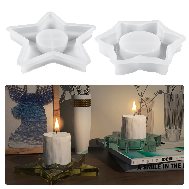 DIY Crystal Silicone Mold Irregular Shape Star Candlestick Flower Candle Holder Storage Tray Decoration Silicone Molds For Resin