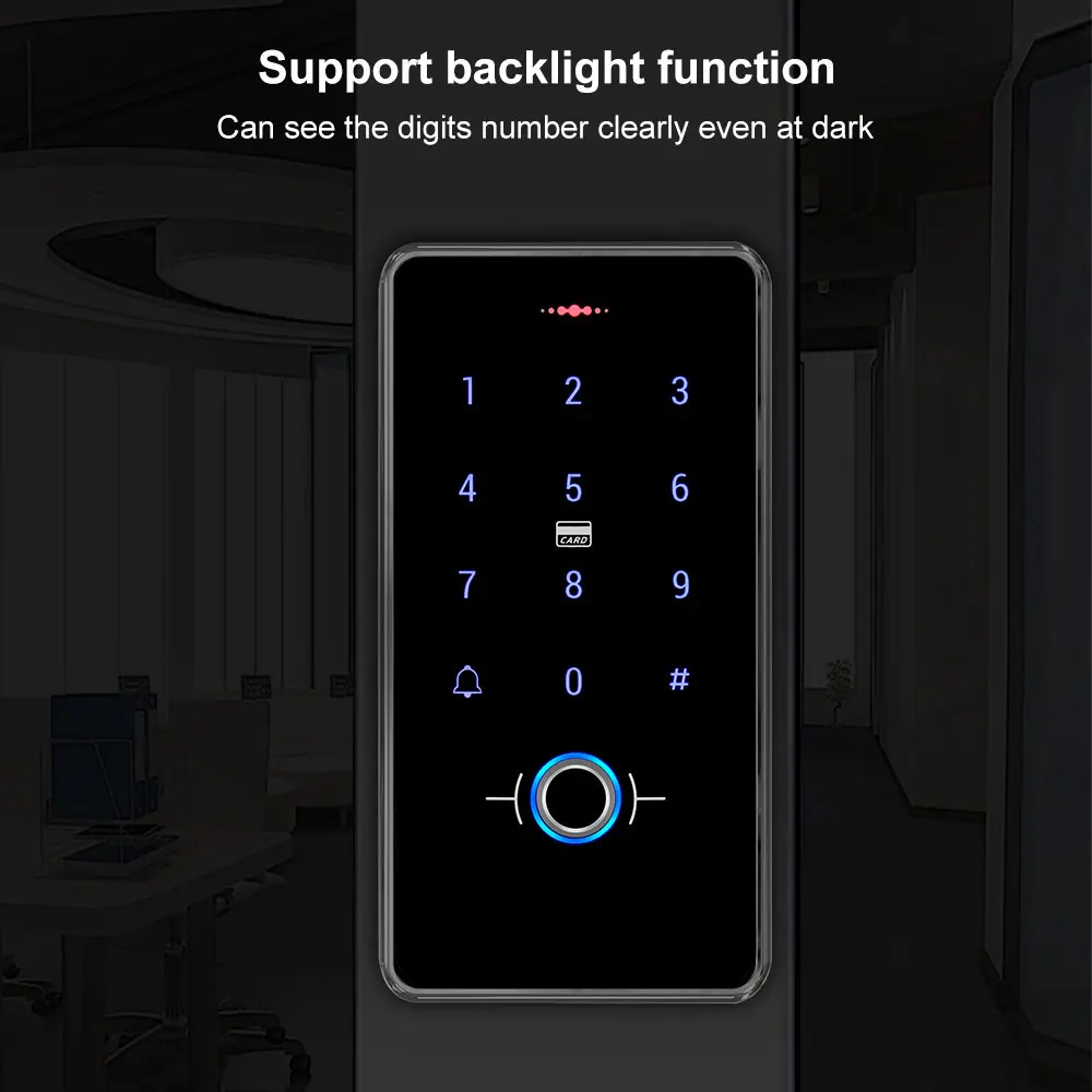 13.56MHz RFID Fingerprint Access Control Keypad IP68 Waterproof  Outdoor Keyboard Touch Panel WG26 / 34 Input, 10pcs Keyfobs