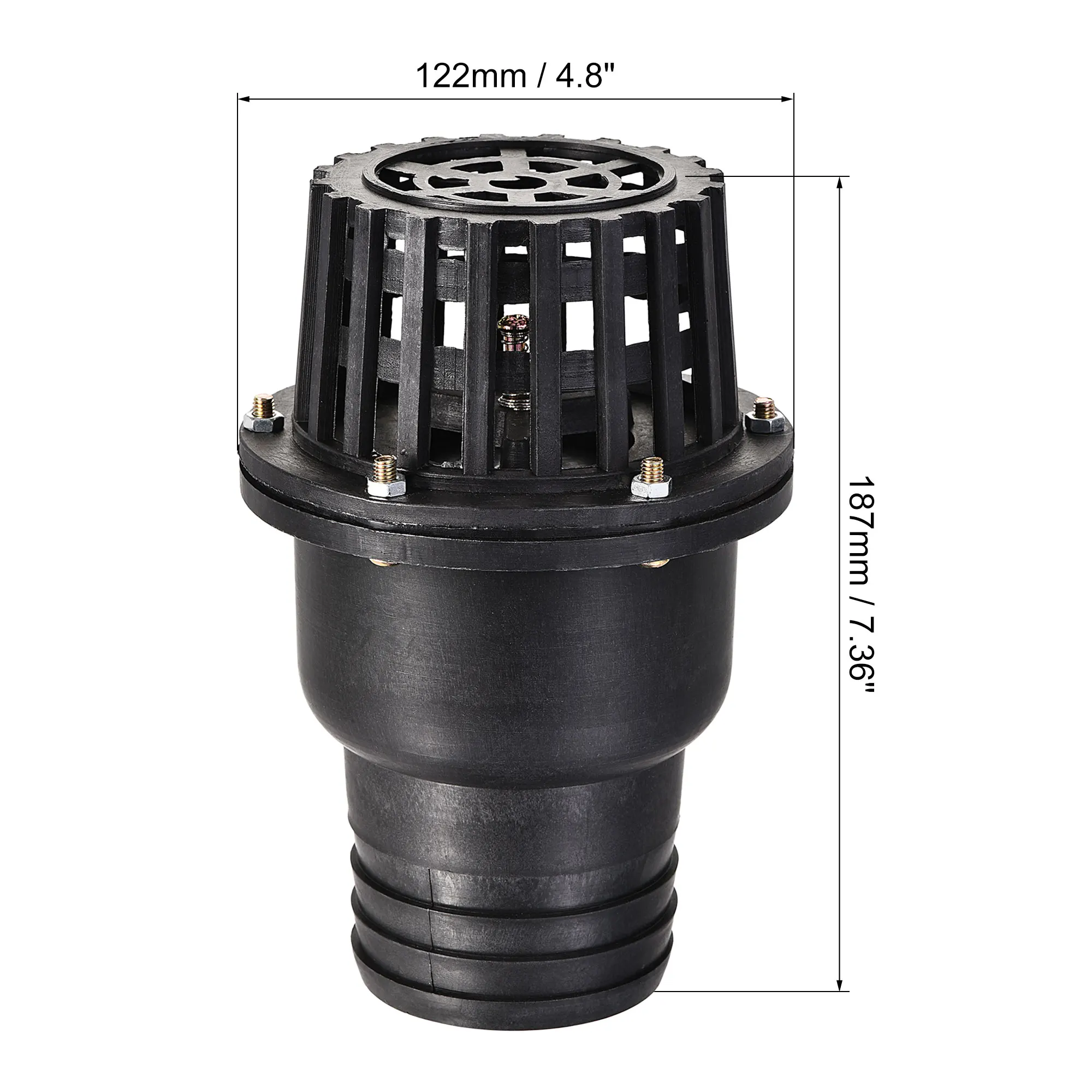 

Uxcell Foot Valve 73.2mm Barb Filter Strainer Check Valve for Well Pump Black