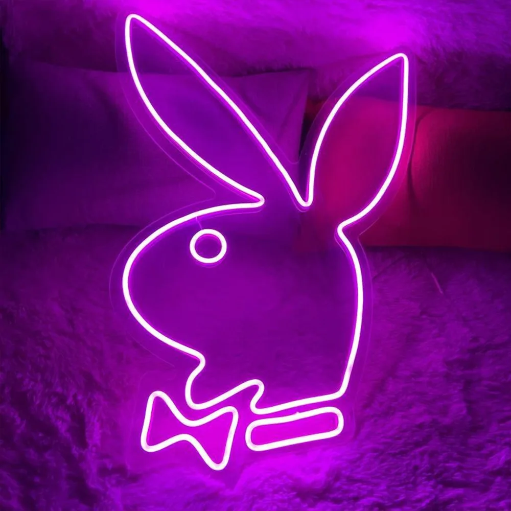 Imagem -02 - Personalizado Playboy Coelho Sinal de Néon Led Barra Luz Parede Sala Estar Decoração da Lâmpada Néon para o Quarto em Casa Barra Café Festa Luz Néon