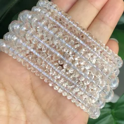 6 8 10mm Faceted Rondelle Clear Quartz Crystal Glass Beads Round Loose Spacer Beads For Jewelry DIY Bracelet Earrings 15''Inches