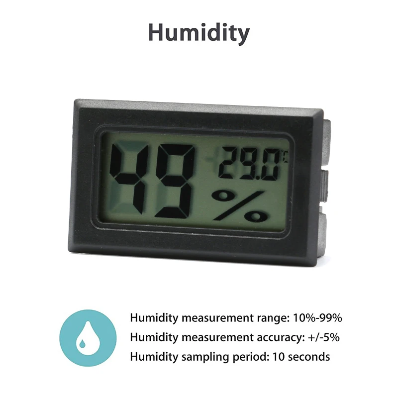 Mini Digital Humidity Meter Thermometer Hygrometer Sensor Gauge LCD Temperature Refrigerator Aquarium Monitoring Display Indoor