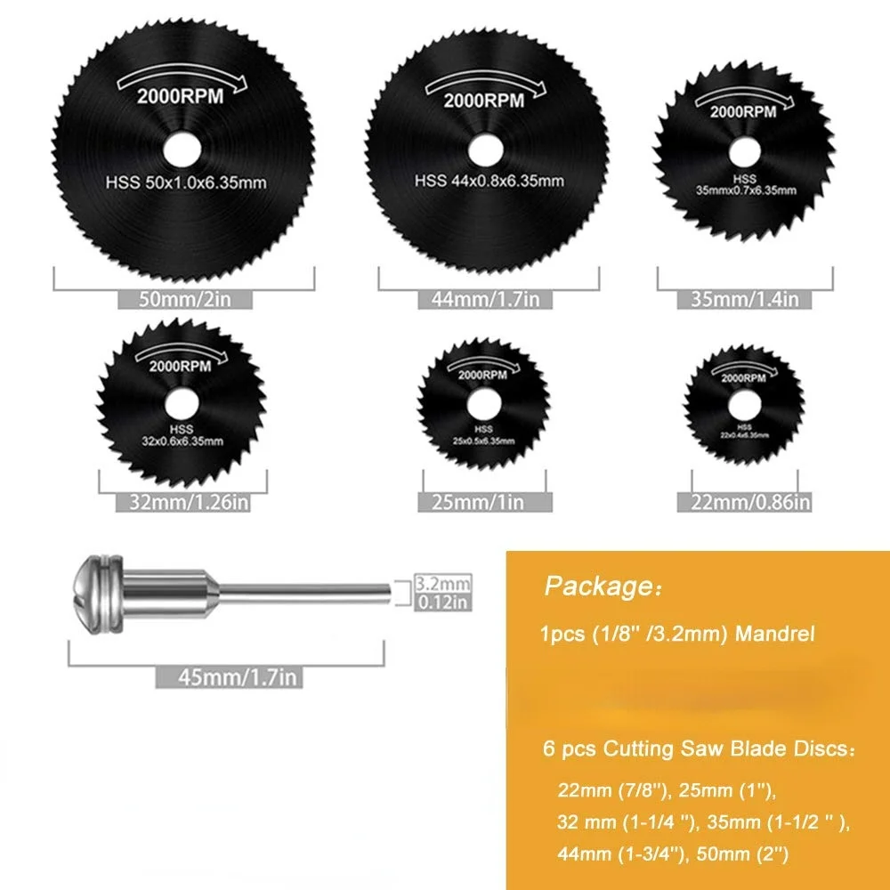 7 Set Mini HSS Nhỏ Lưỡi Tròn Xoay Công Cụ Dremel Cắt Kim Loại Công Suất Bộ Gỗ Đĩa Cắt Mũi Khoan mandrel Cắt