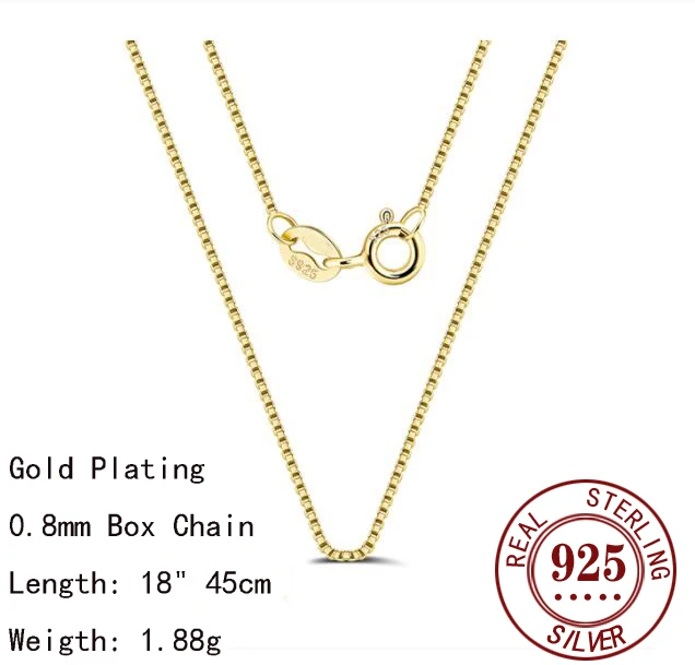 Somilia Box Chain Necklace Silver 18K Gold 8
