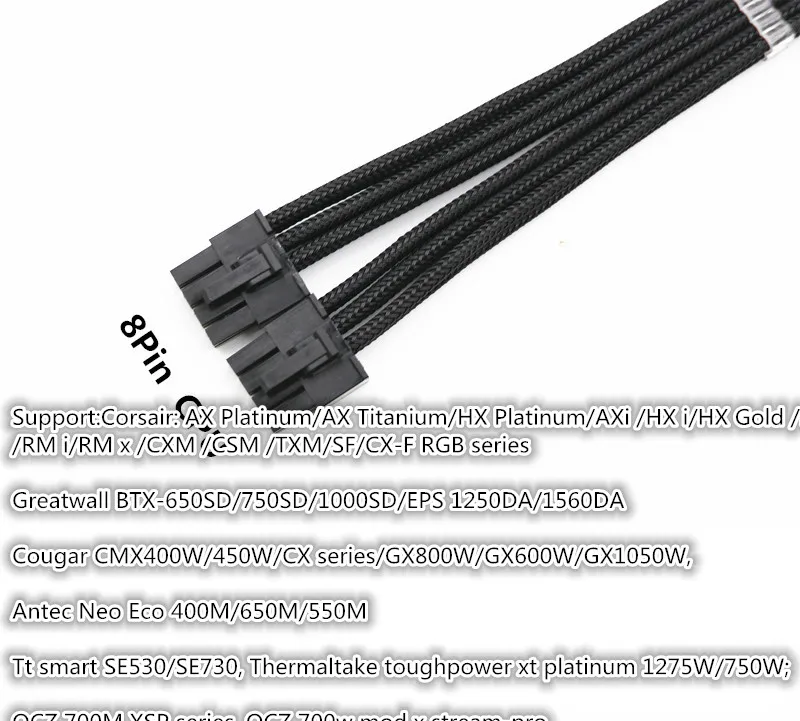 Premium Corsair PSU Modular Dual 8Pin CPU to Mini 12pin NVIDIA GeForce RTX 30 Series Power Supply Cable with free combs