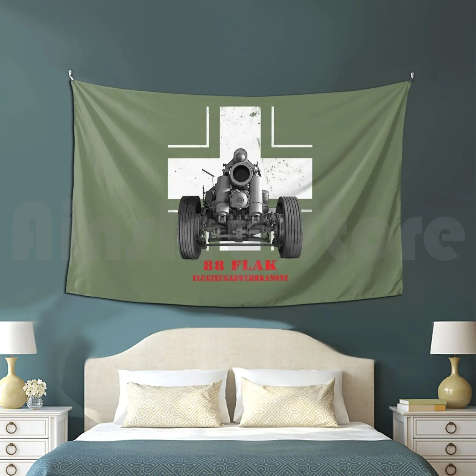 German 88 Flak Gun , Wwii Classic Customized Tapestry Flak German Anti Tank Panzer World War Bombers