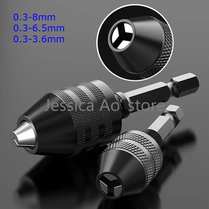 

0.3-8mm Three Jaw Chuck with 6.35mm Hexagonal Handle Quick Clamping Chuck Twist Bits Transfer To Electric Drill Chuck