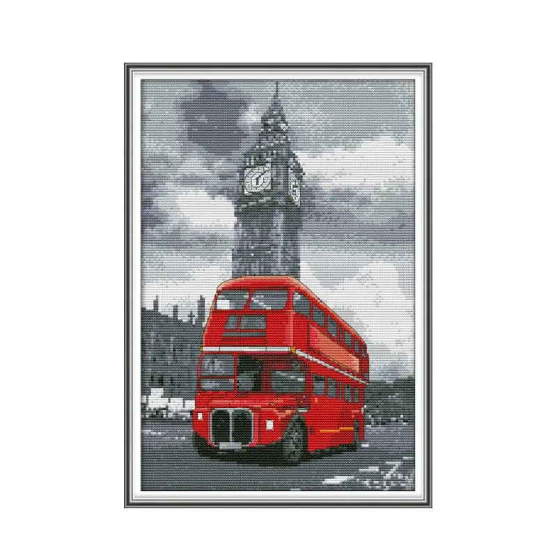 클리어 재고 버스 크로스 스티치 키트 아이다 14ct 11ct 카운트 인쇄 캔버스 크로스 스티치 바느질 자수 DIY 수제