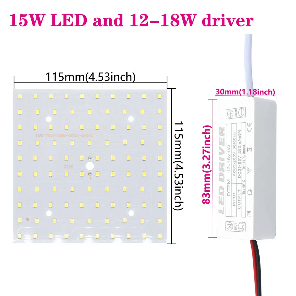 Zestaw SMD2835 Chip LED ze sterownikiem 10W 15W 22W 32W lampa LED COB koraliki reflektor na reflektor Panel oświetleniowy kwadratowy Warmwhite