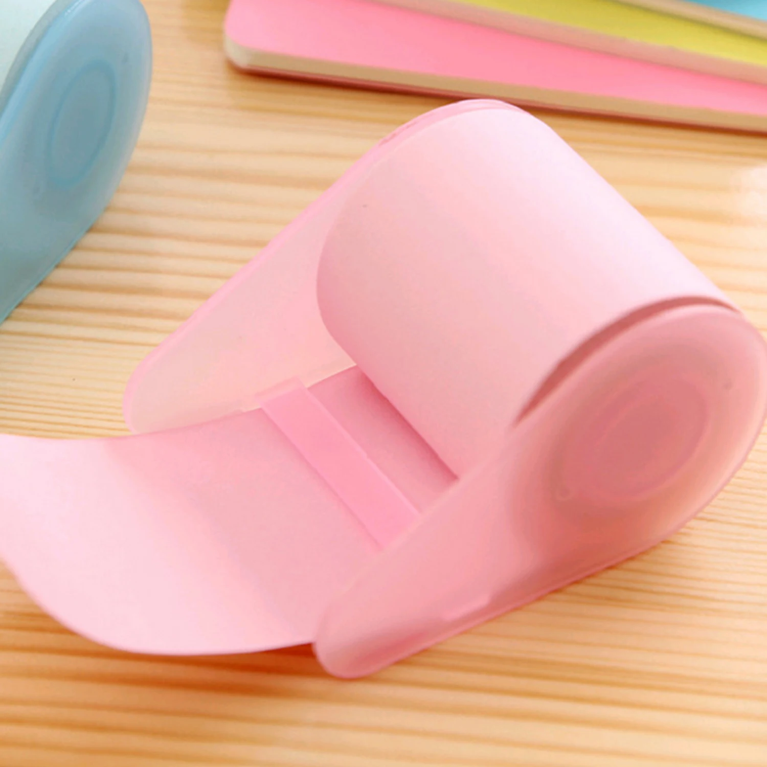 1 Roll Self Stick Sticky Notes Memo Pads Tape with Dispenser for Kids Adults Students Home Office School Supplies Random Color