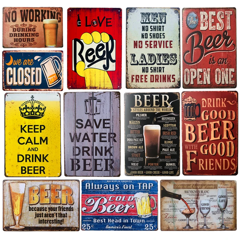 

Vintage I Love Beer Metal Tin Sign Pub Tavern Wall Decor for Bar Pub Club Man Cave Retro Metal Sign Art Posters Decoration