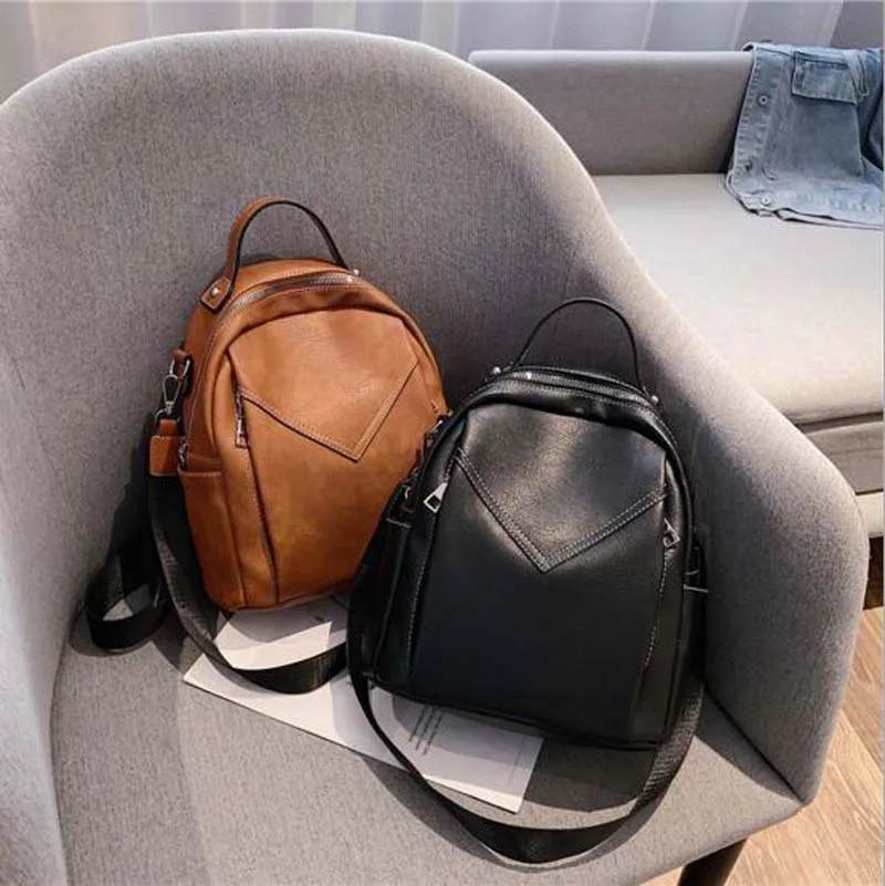 European Style Vintage Designer Leather Backpack High Quality Women School Bag Fashion Shoulder Bags Outdoor Travel Knapsack