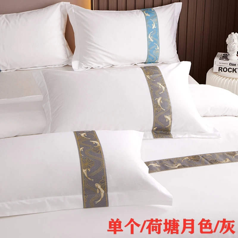 White Hotel Pillow Case 100% Satin Cotton Increase Density Striped Pillow Cover One Pair Pillowcases 55x85cm Size