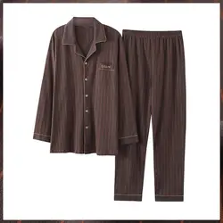 Large Size 4xl Pajamas Suit Nightgown Male 2PCS Shirt&Pants Cotton Sleep Sets Men Pijamas Homewear Loose Nightwear Sleep Wear