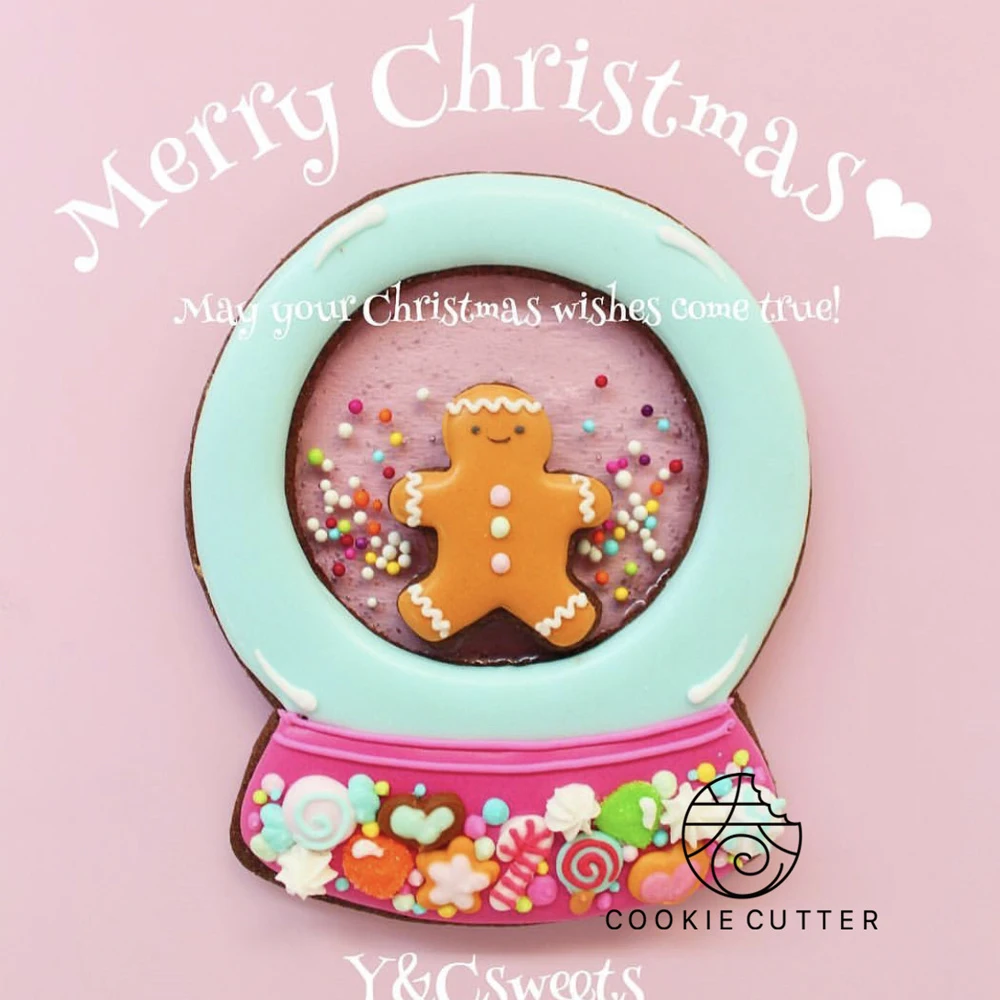 Shaking Cookie Mold Christmas Cookie Cutter Gingerbread House Christmas Stocking Snowman Crystal Ball Shape Mold Cake Decoration